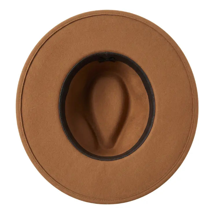 Navea Camel Brown Wide-Brim Wool Felt Fedora Hat